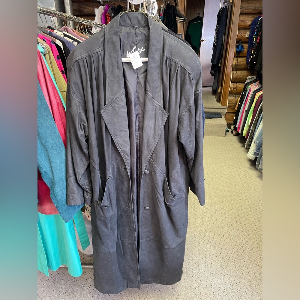🖤Vintage Great USED Condition L Genuine Leather Winlit Trench Coat